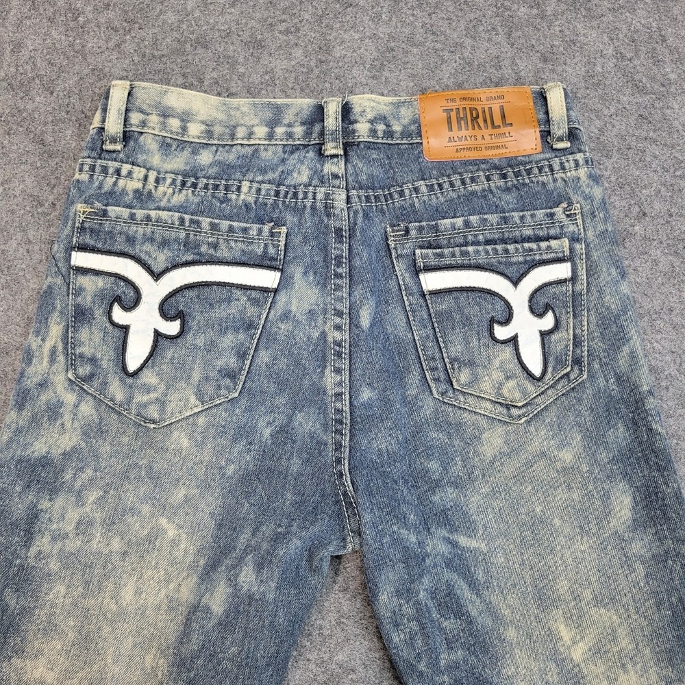 Thrill Jeans Womens 14 Blue Acid Wash Boho Streetwear Streetwear Punker Grunge - Picture 6 of 12